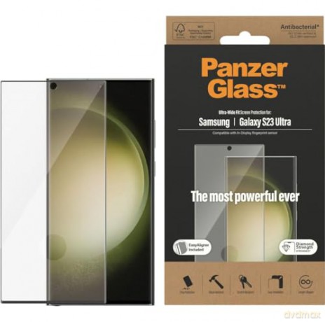 PanzerGlass - Screen ProtecterSamsung Galaxy S23 Ultra - Ultra-Wide Fit m. EasyAligner