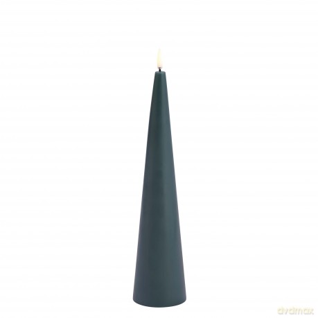 Uyuni - LED cone candle - Pine green, smooth - 6,8x30 cm (UL-CO-PG07030)