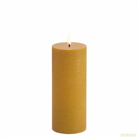 Uyuni - LED pillar candle - Curry yellow, Rustic - 7,8x20,3 cm (UL-PI-CY78020)