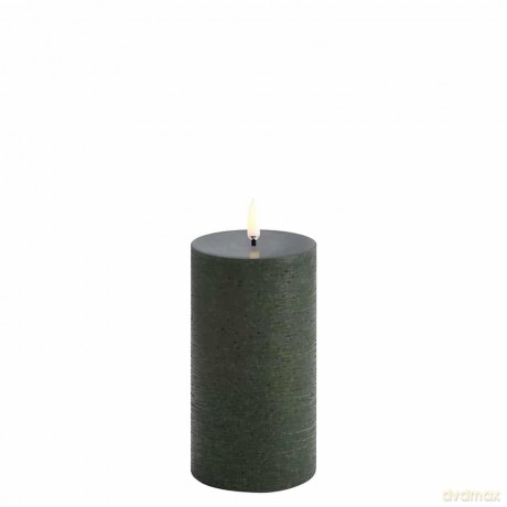 Uyuni - LED pillar candle - Olive green, Rustic - 7,8x15 cm (UL-PI-DG-C78015)