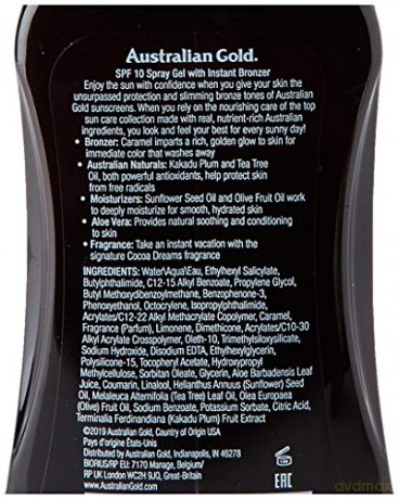 Australian Gold - Sunscreen Spray Gel w. Instant Bronzer 237 ml - SPF 10