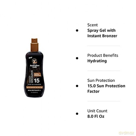 Australian Gold - Sunscreen Spray Gel w. Instant Bronzer 237 ml - SPF 15