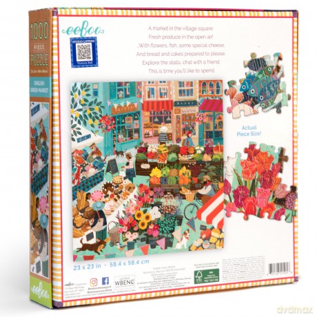 eeBoo - Puzzle 1000 pcs - English Green Market - (EPZTEGM)