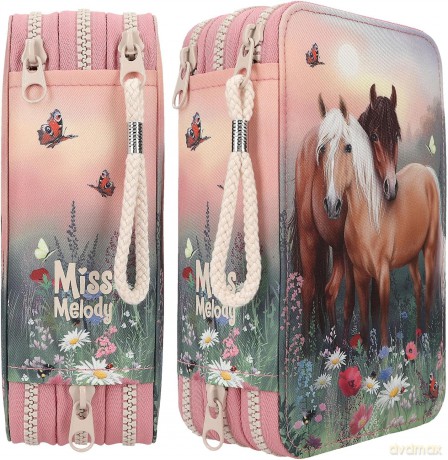 Miss Melody Triple Pencil Case FLOWERS (0412869)