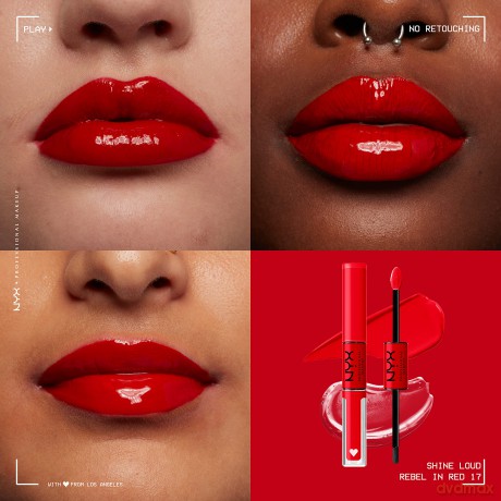NYX Professional Makeup - Shine Loud High Pigment Lip Shine - Rebel In Red
