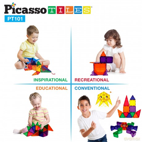 Picasso Tiles - 3-D Magnetic Building Set (101 pcs) (PT101)