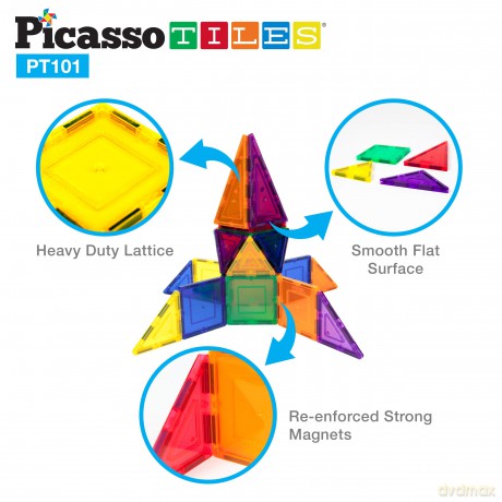 Picasso Tiles - 3-D Magnetic Building Set (101 pcs) (PT101)