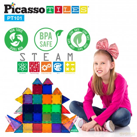 Picasso Tiles - 3-D Magnetic Building Set (101 pcs) (PT101)