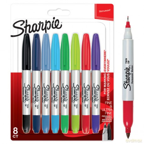 Marker dwustronny, permanentny różne kolory Sharpie 8 szt.