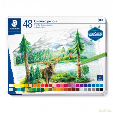 Kolorowe kredki Staedtler \"Design Journey\", 48 kolorów, sześciokątne, metalowe pudełko, 146C M48