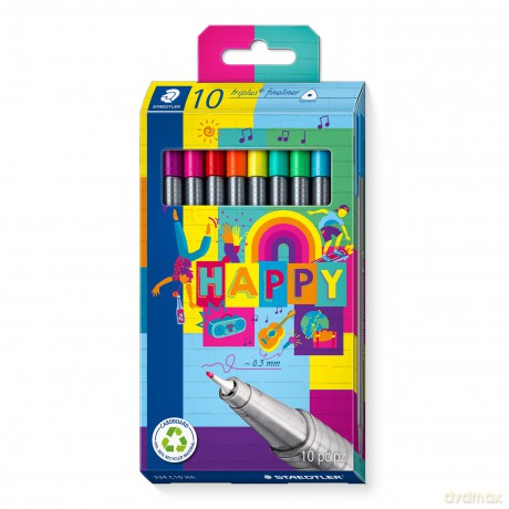 Staedtler - Triplus Fineliner Happy, 10 pcs (334 C10 HA)