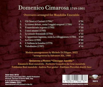 Quintetto A Plettro Giuseppe Anedda: Cimarosa: Overtures Arranged For Mandolin Ensemble [CD]
