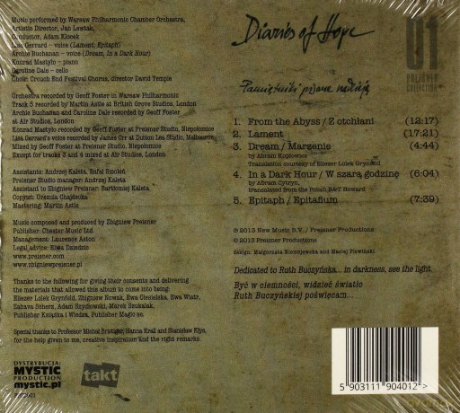 Zbigniew Preisner feat. Lisa Gerrard and Archie Buchanan: Diaries Of Hope (digipack) [CD] 