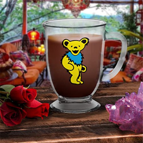 Grateful Dead: Grateful Dead Yellow Dancing Bear 16Oz Glass Cafe Kubek
