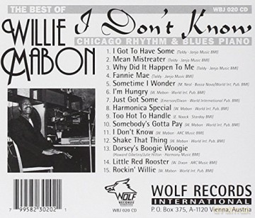 Willie Mabon: I Dont Know [CD]