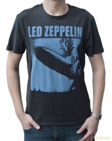 Led Zeppelin: Led Zeppelin Blimp Square Amplified Small Vintage Charcoal T Shirt