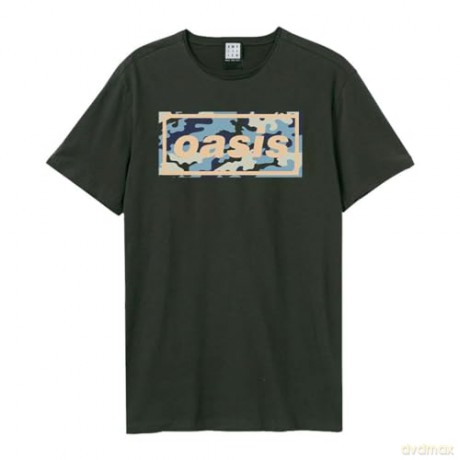 Oasis: Oasis - Camo Logo Amplified Vintage Charcoal Large T Shirt