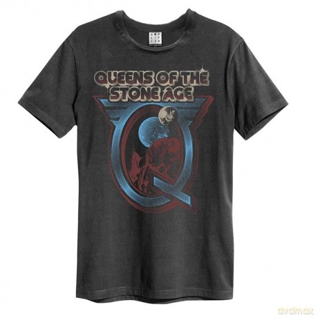 Queens Of The Stone Age: Queens Of The Stone Age Outer Space Amplified Small Vintage Charcoal T Shirt