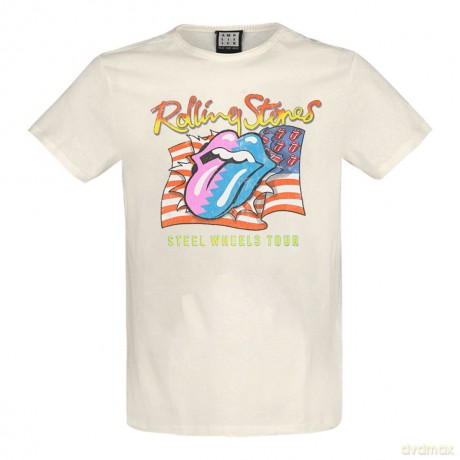 Rolling Stones: Rolling Stones - Steel Wheels Amplified Xx Large Vintage White T Shirt