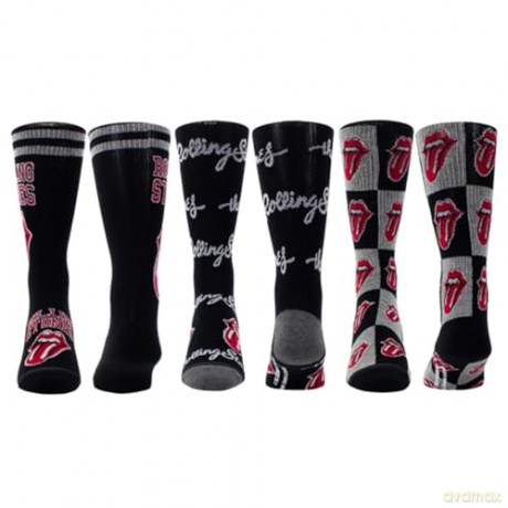 Rolling Stones: Rolling Stones Assorted Crew Socks 3 Pack (One Size)