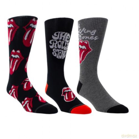Rolling Stones: Rolling Stones Assorted Crew Socks 3 Pack (One Size)