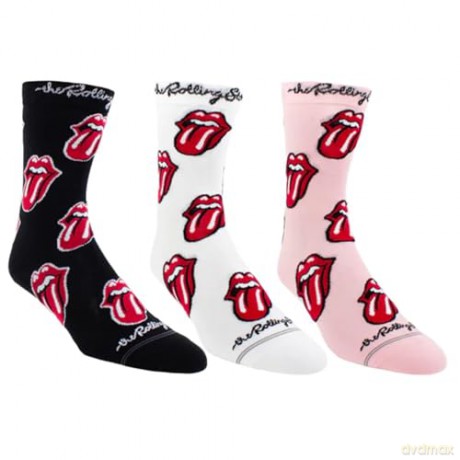 Rolling Stones: Rolling Stones Womens Assorted Crew Socks 3 Pack (One Size)