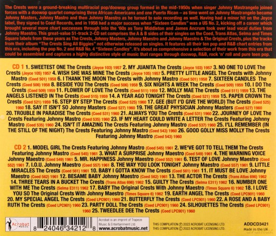 Johnny Maestro & The Crests: Sixteen Candles: The Definitive Collection 1957-62 [CD]