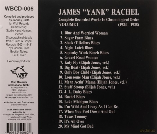James Yank Rachel: Volume 1 - 1934-1938 [CD]