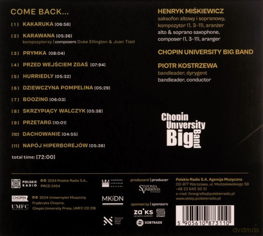 Henryk Miśkiewicz & Chopin University Big Band: Henryk Miśkiewicz & Chopin University Big Band [CD]