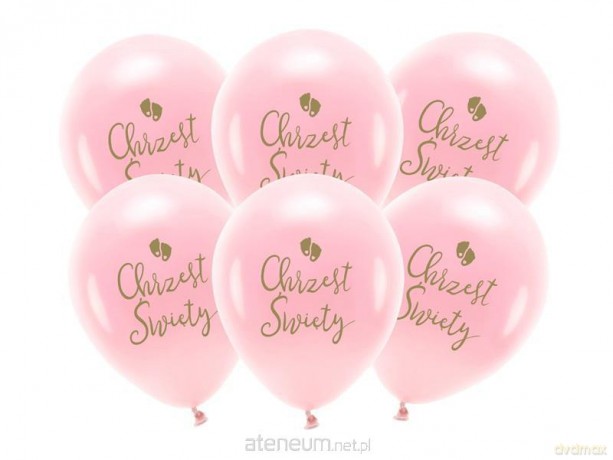 Balony Eco Chrzest Święty rumiany różowy 33cm 6szt