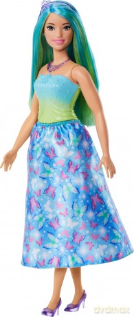 Barbie Księżniczka Lalka Niebiesko-zielony strój