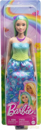 Barbie Księżniczka Lalka Niebiesko-zielony strój