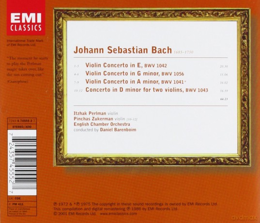Perlman/Zukerman/Barenboim/English Chamb: Encore-Violin Concertos [CD]