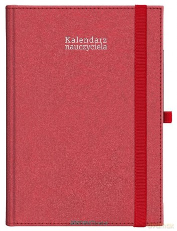 Kalendarz naucz. 2024/2025 A5 tyg. gumka czerwony [KALENDARZ]