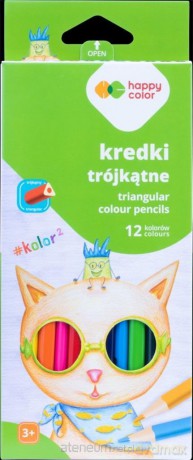 Kredki drewniane trójkątne 12 kolorów