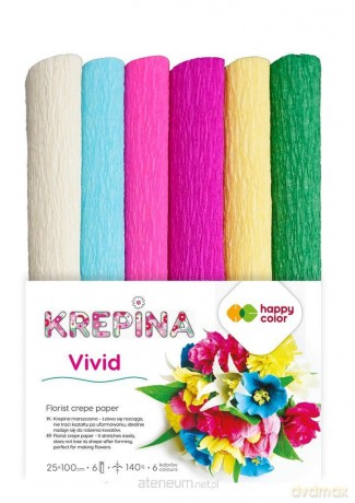 Krepina marszczona 25x100cm Mix Vivid 6 kolorów