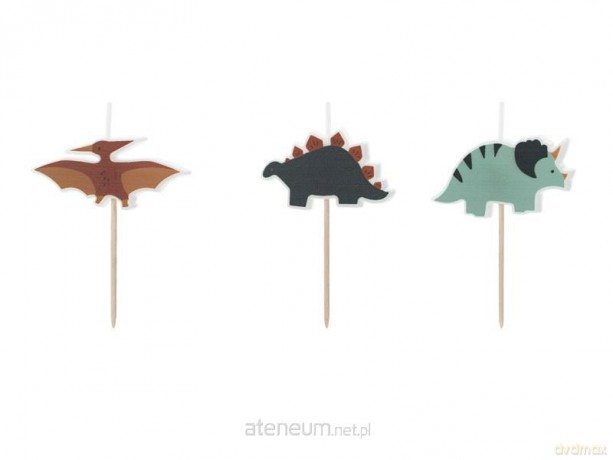 Świeczki urodzinowe Dinozaury mix 3cm 3szt