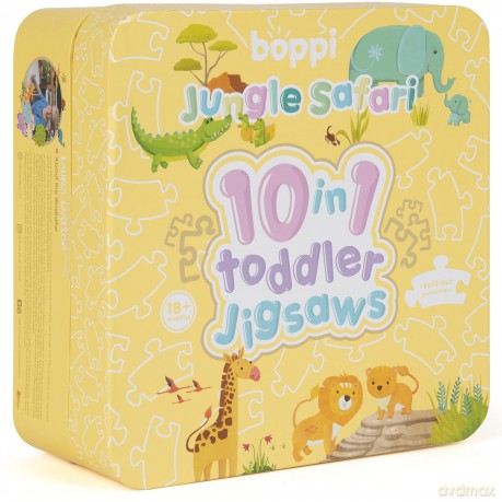 10 Puzzles in 1 Premium Progressive Jigsaw Puzzles for Toddlers 18 Months Plus With Gift Box - Jungle Animal Toddler Puzzles/Development Toys - Jungle Safari Puzzle by boppi - 100% Recycled Card [PUZZLE]
