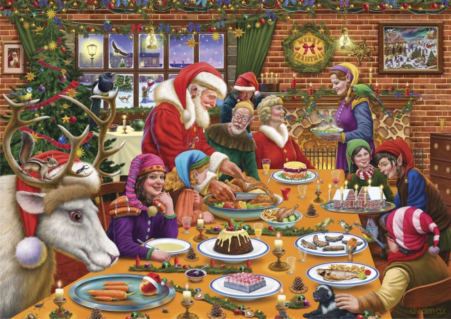 1000 Piece Jigsaw Puzzle - Christmas Dinner At Santa's Workshop -1000 Piece Jigsaw Puzzles for Adults - Hardest Jigsaw Puzzle, Festive Puzzle, Present [PUZZLE]