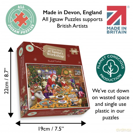 1000 Piece Jigsaw Puzzle - Christmas Dinner At Santa's Workshop -1000 Piece Jigsaw Puzzles for Adults - Hardest Jigsaw Puzzle, Festive Puzzle, Present [PUZZLE]