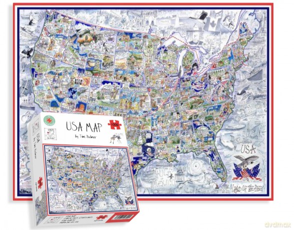 1000 Piece Jigsaw Puzzle - Comical Map Of USA By Tim Bulmer - Comical 1000 Piece Puzzles For Adults Colorful Jigsaw Puzzle 66cm X 50cm Funny Jigsaw Puzzles [PUZZLE]