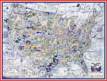 1000 Piece Jigsaw Puzzle - Comical Map Of USA By Tim Bulmer - Comical 1000 Piece Puzzles For Adults Colorful Jigsaw Puzzle 66cm X 50cm Funny Jigsaw Puzzles [PUZZLE]