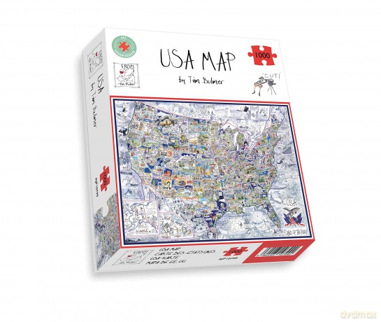 1000 Piece Jigsaw Puzzle - Comical Map Of USA By Tim Bulmer - Comical 1000 Piece Puzzles For Adults Colorful Jigsaw Puzzle 66cm X 50cm Funny Jigsaw Puzzles [PUZZLE]