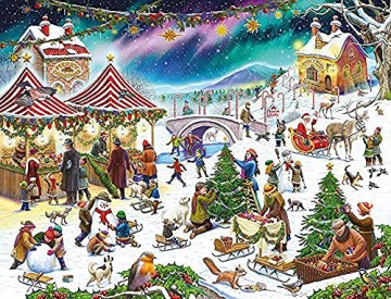 1000 Piece Jigsaw Puzzle - Snowy Christmas Village Fair by Rudolf Farkas - for Adults - Hardest Jigsaw Puzzle, Festive Puzzle, Present [PUZZLE]