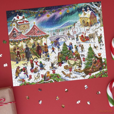 1000 Piece Jigsaw Puzzle - Snowy Christmas Village Fair by Rudolf Farkas - for Adults - Hardest Jigsaw Puzzle, Festive Puzzle, Present [PUZZLE]