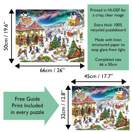 1000 Piece Jigsaw Puzzle - Snowy Christmas Village Fair by Rudolf Farkas - for Adults - Hardest Jigsaw Puzzle, Festive Puzzle, Present [PUZZLE]