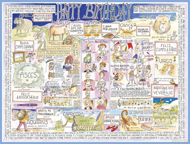 1000 Piece Jigsaw Puzzles - For Adults - Happy Birthday By Tim Bulmer, Large Size 66cm X 50cm. Challenging To Complete But Fun And Humorous comical funny cartoon [PUZZLE]