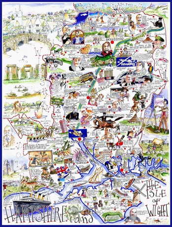 1000 Piece Puzzle For Adults - Comical Map Of Hampshire By Tim Bulmer - Large Puzzle 66cm X 50cm In Size. Challenging To Complete But Fun And Humorous [PUZZLE]
