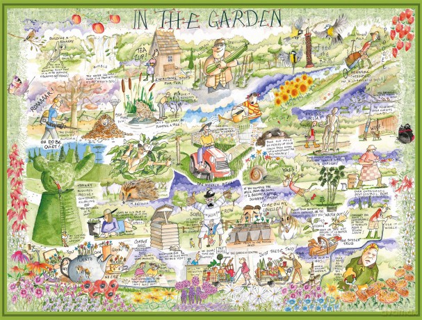 1000 Piece Puzzle For Adults - In The Garden By Tim Bulmer, Large Puzzle 66cm X 50cm In Size. Challenging To Complete But Fun And Humorous [PUZZLE]