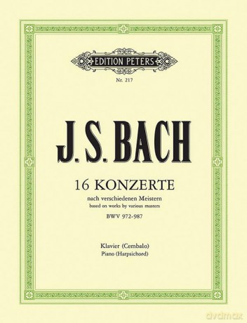 16 Concerto Transcriptions After Various Composers Bwv 972-987 for Keyboard Solo: Arranged for Piano Solo (Edition Peters) - Johann Sebastian Bach [KSIĄŻKA]